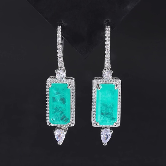 ✨Dainty Paraiba Tourmaline Drop Earring & Necklace Set ✨ - Picture 3 of 8